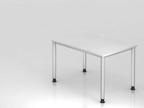 Bureau Hammerbacher 4 pieds rond 120x80cm blanc/argent, forme rectangulaire, VHS12/W/S