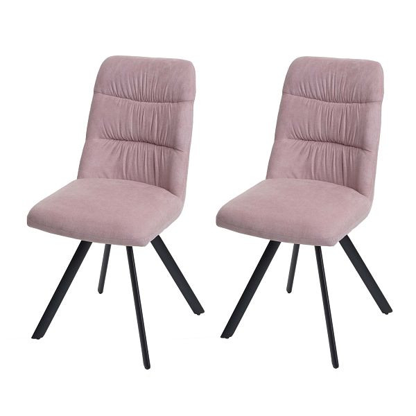 Mendler Ensemble de 2 chaises de salle à manger HWC-J69, chaise de cuisine, position automatique pivotante, velours, rose, 82599