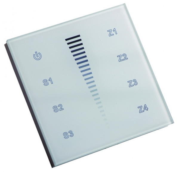 rutec Projekt DMX touch panel 4 ZONES écran tactile monochrome DMX verre - blanc, PHZ510