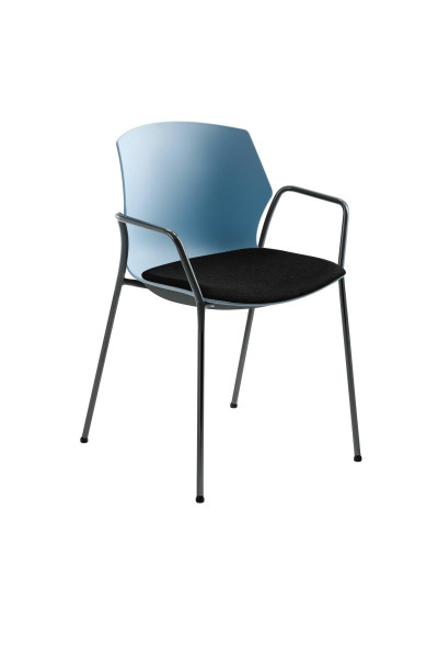 Chaise empilable Mayer Sitzmöbel , structure à 4 pieds anthracite, coque en plastique de haute qualité gris-bleu, hauteur d'assise 48 cm, accoudoirs fixes inclus, 2511_17_03_A_26397