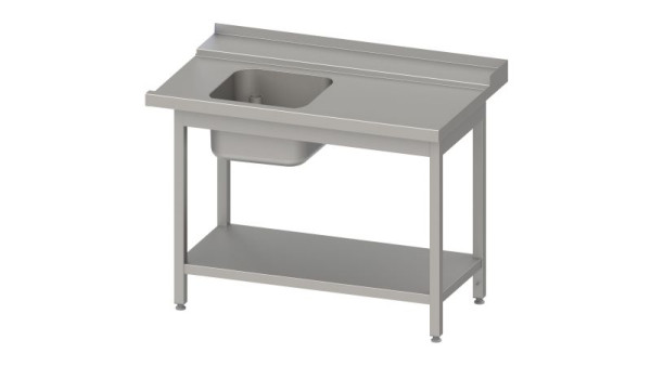 Table d'alimentation inox Stalgast, guide panier avec pente, base, 1 bac 800x750x880mm, montage côté droit, dosseret, soudé, VZL08711RA