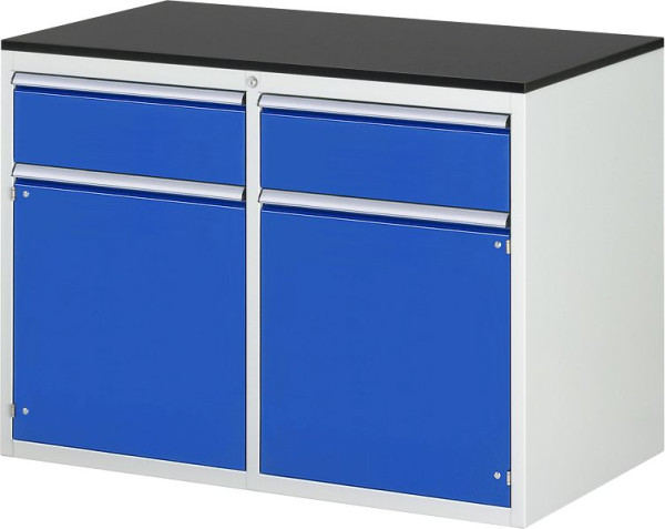 Armoire à tiroirs RAU 7000, L1145xP650xH820mm, gauche : tiroir H180mm, porte battante, droite : tiroir H180mm, porte battante, revêtement en résine mélamine, 03-LL5.8.8AM.11