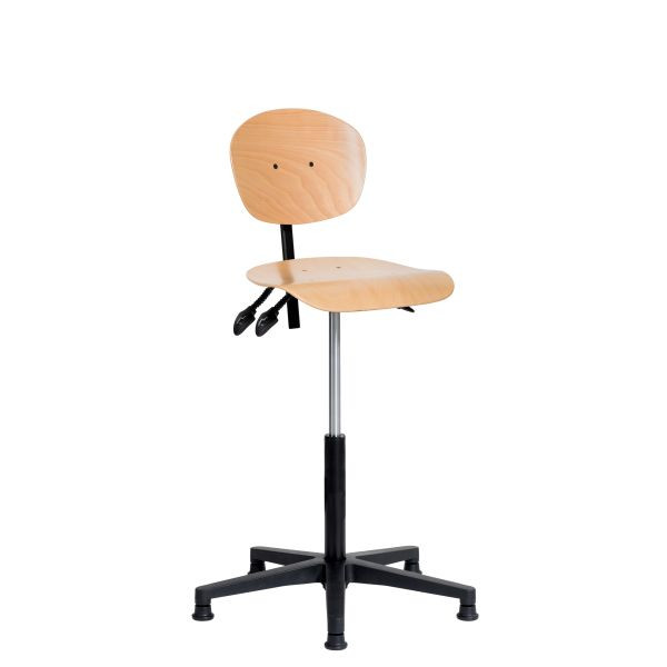 Chaise de travail SOFAME NATUR avec patins, hauteur d'assise 53-79, piètement polyamide, W050050016
