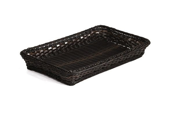 Panier APS GN 1/3, 32,5 x 17,5 cm, hauteur : 10 cm, polypropylène, noir/marron, avec fil en acier inoxydable dans le bord, -PROFI LINE-, 40243