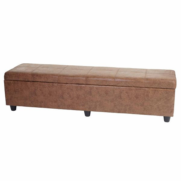 Banc coffre de rangement Mendler Kriens XXL, tissu/textile, 180x45x45cm, imitation daim, 33713