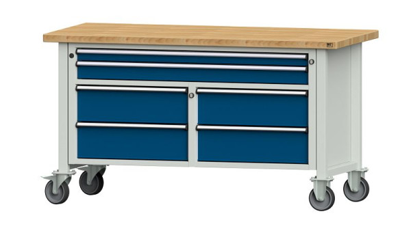 Établis ANKE établi à caissons, modèle 255 V, 1500 x 700 x 840 mm, RAL 7035/5010, BMP 40 mm, mobile, 304.160