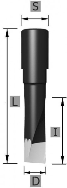 Fraise à rainurer Edessö HW Z2 S10 mm Domino, A: 8, B: 25, GL 49, C: M6x0.75, 102708010