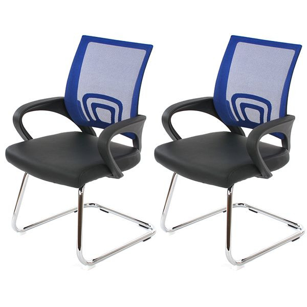 Ensemble de 2 chaises de conférence Mendler Ancona, chaise visiteur, simili cuir, bleu, 36571