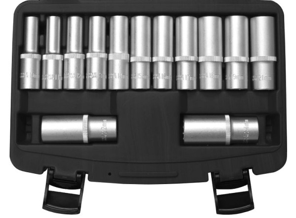 Inserts pour clés à douille SW-Stahl, 1/2", douze pans, 10-24 mm, profonds, 13 pièces, 05632L