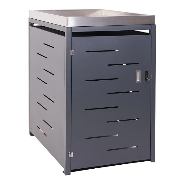 Mendler HWC-H40 1 habillage poubelle, bac poubelle, bac à plantes en acier inoxydable métal combinaison 35 kg 117x67x80 cm extensible, 73374 + 73375