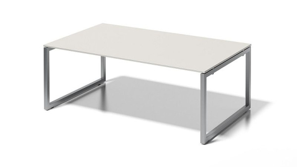 Poste de travail de direction/table de conférence Bisley Cito, cadre en O à hauteur fixe de 730 mm, H 19 x L 2000 x P 1200 mm, gris blanc/argent, DOF2012GW355