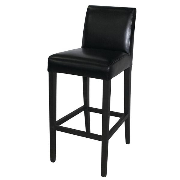 Tabouret de bar Bolero avec dossier simili cuir noir, GG651