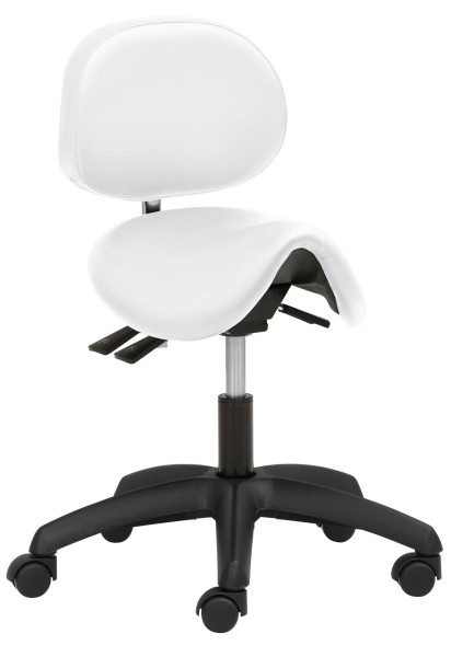 Tabouret pivotant fonctionnel Mayer Sitzmöbel , avec siège en forme de selle et dossier mobile, hauteur d'assise 45 - 56 cm, blanc polaire, 1247_30582