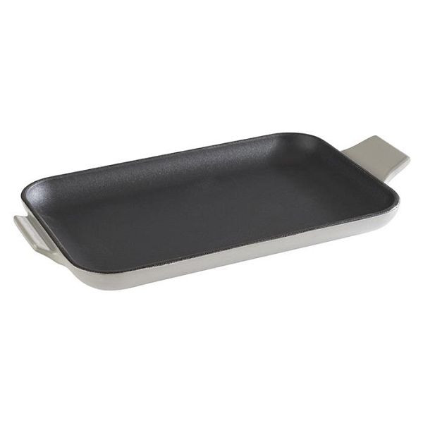 Plat de service APS -FONTE-, 20 x 13 cm, hauteur : 2 cm, fonte, émaillé, intérieur : noir, extérieur : gris, brillant, 88224