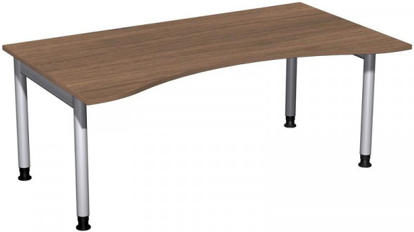 geramöbel Bureau ergonomique, réglable en hauteur, 1800x1000x680-820, noyer/argent, N-657337-NS