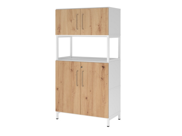 Armoire combinée Hammerbacher, 4OH, base, blanc/chêne astre, VFW48K5RU/W/R/BS