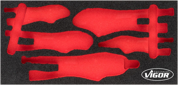 Inserts en mousse souple bi-composant VIGOR, dimensions insert / taille tiroir : S (188 x 393 x 35 mm), utilisation : V5004, V5004-L