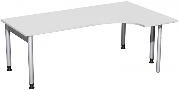 Bureau PC geramöbel droit, réglable en hauteur, 2000x1200x680-820, gris clair/argent, N-657317-LS