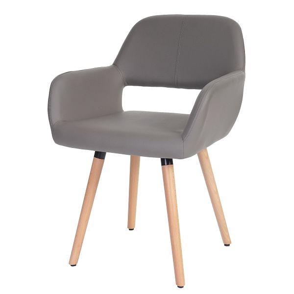 Chaise de salle à manger Mendler HWC-A50 II, chaise de cuisine, design rétro des années 50, simili cuir, gris taupe, pieds légers, 48456