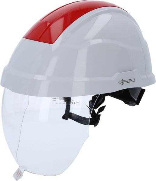Casque de sécurité de travail KS Tools avec protection du visage, rouge, 117.0137
