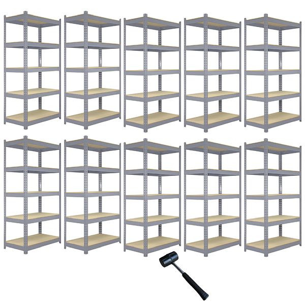 Monster Racking Q-Rax Étagère de rangement, étagère de garage, étagère d'atelier, étagère en acier, étagère de cave, 120 cm, B, gris, 10536