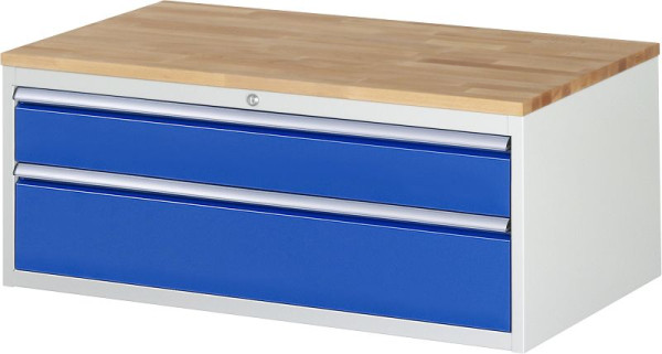 Armoire à tiroirs RAU série 7000, L1145 x P650 x H465 mm, tiroirs : 1xH150, 1x210 mm, plan de travail en hêtre massif, épaisseur 25 mm, 03-XXL2.11A-B.11