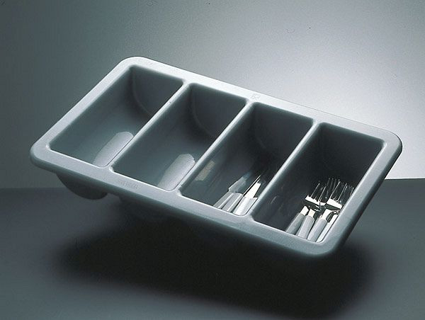Récipient à couverts APS GN 1/1, 53 x 32,5 cm, hauteur : 10 cm, polypropylène, gris, 11955
