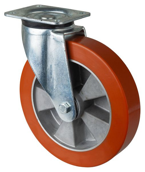 Roues BS Roulette robuste, largeur 50 mm, Ø250 mm, jusqu'à 1000 kg, polyuréthane coulé 95 Shore A, corps de roue aluminium, roulements à billes, L600.B90.250