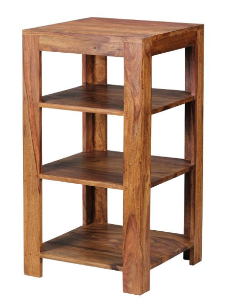 Wohnling étagère sur pied MUMBAI en bois de Sesham massif 80 cm avec 3 compartiments de rangement design style maison de campagne, WL1.389