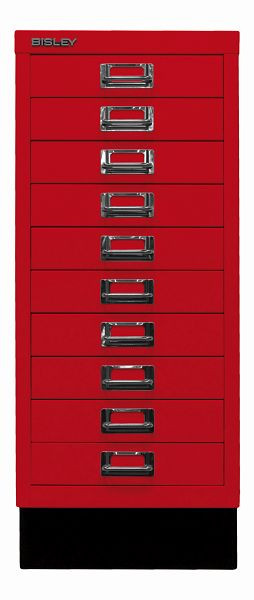 Bisley MultiDrawer™, série 29 avec base, DIN A4, 10 tiroirs, rouge cardinal, L2910S670
