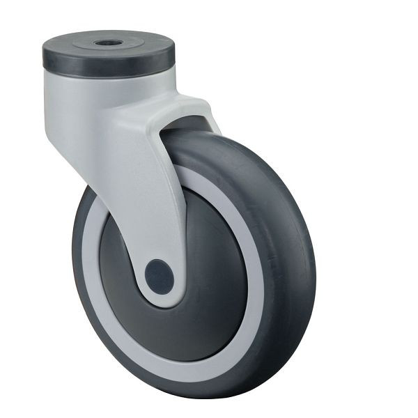 Rouleaux BS Rouleau en plastique, largeur de roue 32 mm, Ø roue 100 mm, capacité de charge 100 kg, bande de roulement en caoutchouc gris, roulement à billes, lot de 2, C101.A82.100