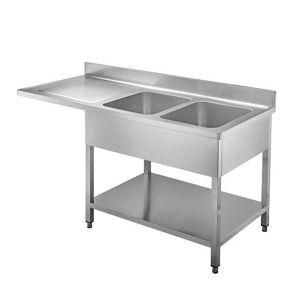 Vaiotec évier EASYLINE centre 600 / 2 vasques à droite, plan de travail 40 mm, 160x60x85 cm, 10211