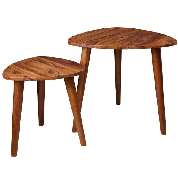 Wohnling Design Lot de 2 petites tables gigognes en bois massif Sheesham WL5.574