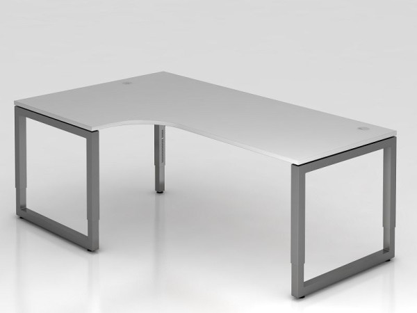 Hammerbacher table d'angle O-foot carré 200x120cm gris/graphite, forme d'angle 90°, peut être monté à gauche ou à droite, VRS82/5/G