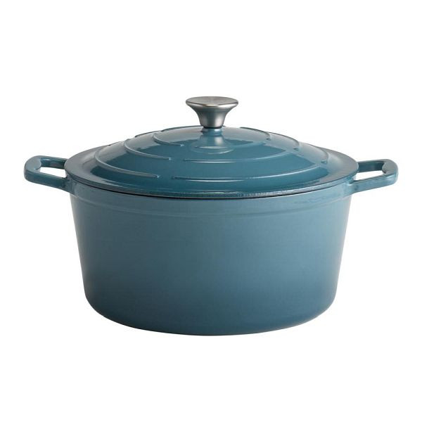 APS Marmite avec couvercle "5 ÉTOILES", faitout en fonte, compatible induction, passe au four, avec support de couvercle, Ø 28 cm, 6 litres, turquoise, 88315