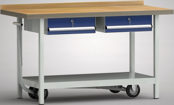 Etabli professionnel KLW, mobile 1500 x 700 x 845 mm L x P x H, WP705N-1500M45-E7004