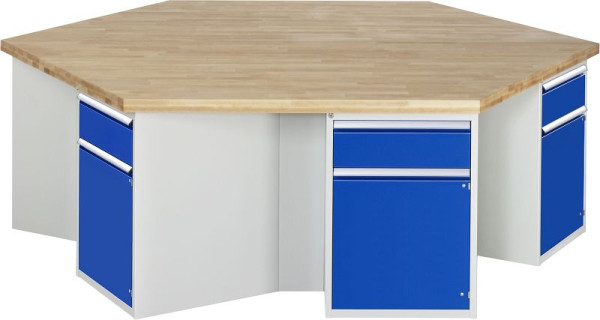 Établi de groupe RAU série 4000, 6 x tiroirs, 6 x portes, 6 x étagères, 2700x840x2340 mm, 03-467-135B4S.11