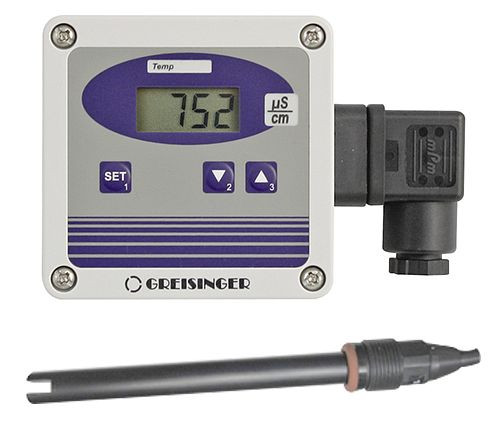 Transmetteur de conductivité Greisinger GLMU 200 MP-TR-PG avec cellule de mesure à 2 pôles, 607815