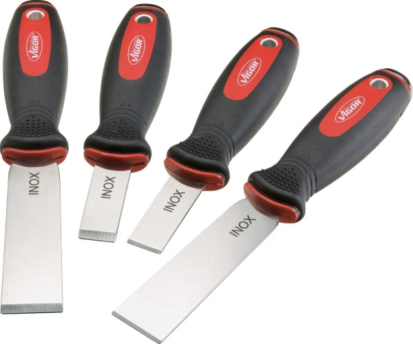 Jeu de grattoirs VIGOR, inox, nombre d'outils : 4, V1283