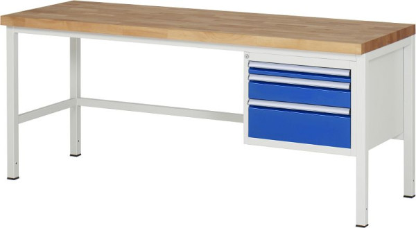 Etabli RAU série 8000 - modèle 8126, L2000 x P700 x H840-1040 mm, base système L1995 x P650 x H800-1000 mm, 03-8126A1-207B4H.11