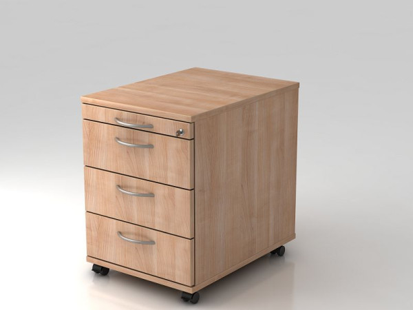 Conteneur roulant Hammerbacher 58cm, 3 tiroirs, poignée étrier noyer, 42,8x58x59 cm, 1/3/3/3 HE, VAC30/N/N/BM