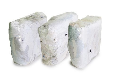 Chiffon de nettoyage DENIOS tricot TW, en tissu de coton blanc, 3 cubes de presse de 10 kg chacun, UE : 3 pièces, 158-022