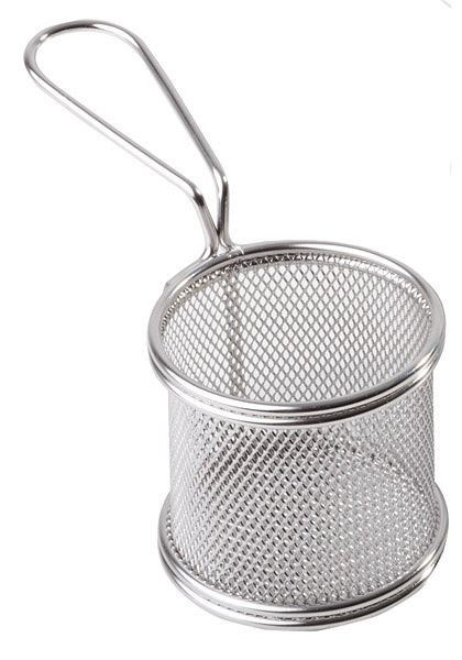 Panier de service APS, Ø 8 cm, hauteur : 7,5 cm, anse 9,5 cm, acier inoxydable, -SNACK HOLDER-, 40600