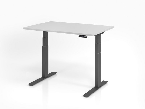 Bureau Hammerbacher XDKB12, 120 x 80 cm, plateau : gris, épaisseur 25 mm, chant épais en ABS, forme rectangulaire, graphite, VXDKB12/5/G