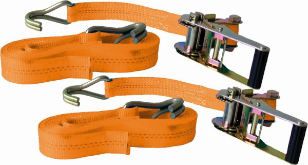 Sangle d'arrimage à cliquet Kunzer avec crochet droit, pack : 2 pièces, ZG 6 10 RH DOUBLE PACK