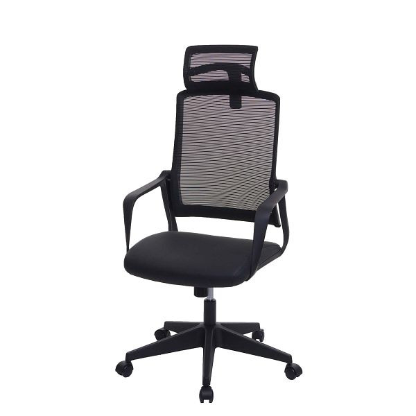 Chaise de bureau Mendler HWC-J52, chaise pivotante, appui-tête ergonomique, similicuir, noir, 81064