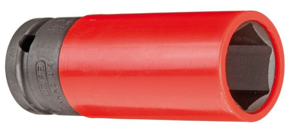 Douille de tournevis électrique GEDORE 1/2'' avec douille de protection hexagonale, forme longue, 21 mm, rouge signalisation, 2178230