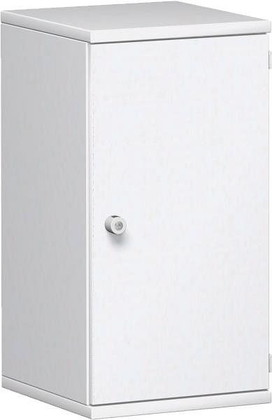 geramöbel armoire à portes battantes 1 étagère décorative, verrouillable, serrure à gauche, 400x425x768, blanc/blanc, N-10DL204-WW