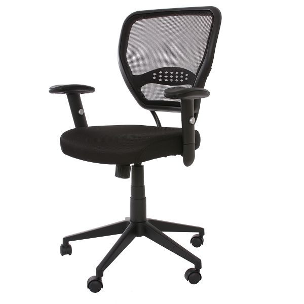 Chaise de bureau professionnelle Mendler Seattle, chaise pivotante exécutive, capacité de charge 150 kg, tissu/textile, noir avec accoudoirs, 28027