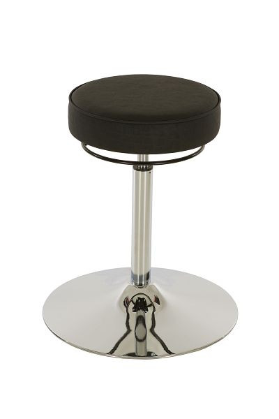 Tabouret Lotz avec assise en similicuir, noir, réglage de la hauteur d'assise par vérin à gaz : 520 - 710 mm, déverrouillage par anneau, base à disque, 3861.8-10
